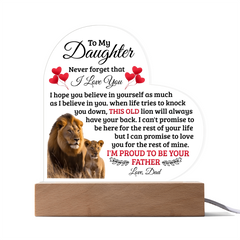 To My Daughter Old Lion – Acrylic Heart Plaque